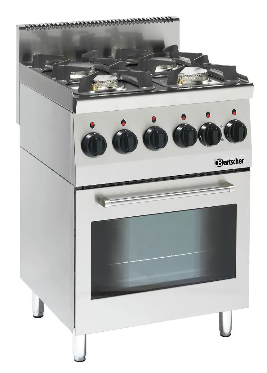 Bartscher Gas stove 600, W600, 4BR, elO Freestanding