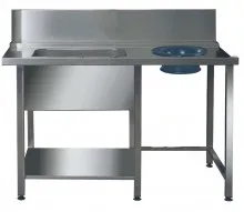 DC Rack Conveyor Tables - Prewash Table, Scrap Hole & Undershelf