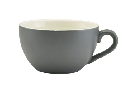 Genware Porcelain Matt Grey Bowl Shaped Cup 17.5cl/6oz