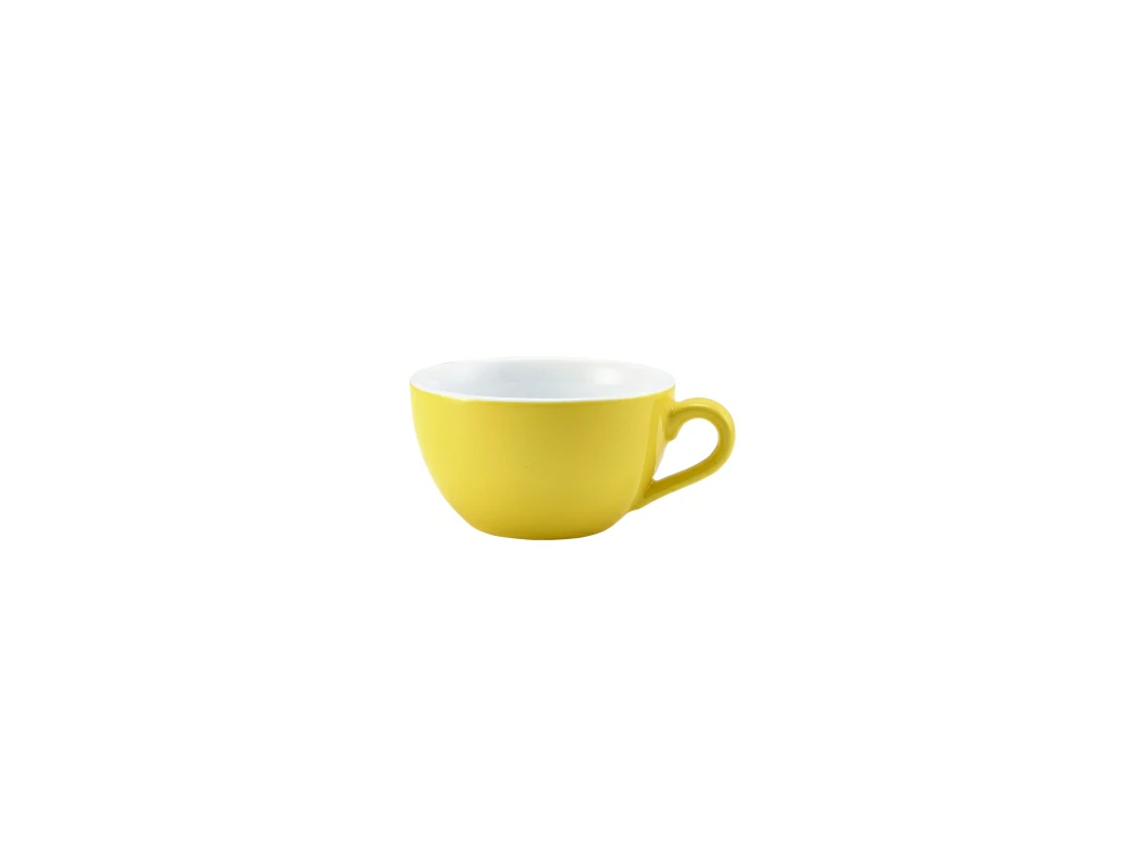 Genware Porcelain Yellow Bowl Shaped Cup 17.5cl/6oz