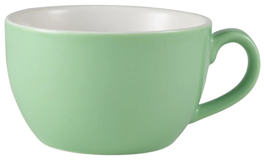 Genware Porcelain Green Bowl Shaped Cup 25cl/8.75oz  sold in quantity of 6