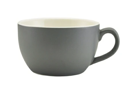 Genware Porcelain Matt Grey Bowl Shaped Cup 25cl/8.75oz