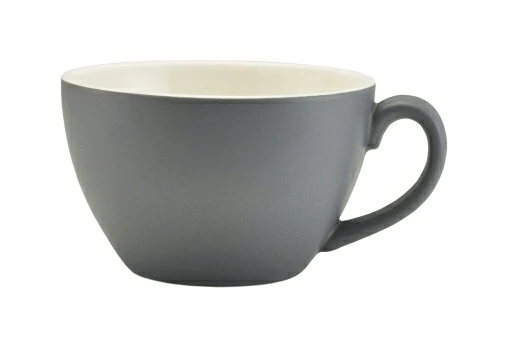 Genware Porcelain Matt Grey Bowl Shaped Cup 34cl/12oz