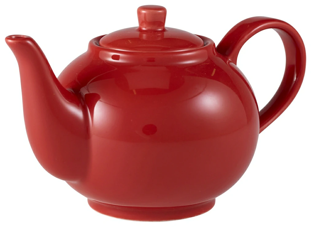 Genware Porcelain Red Teapot 45cl/15.75oz