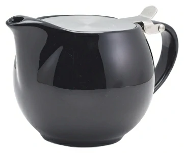 GenWare Porcelain Black Teapot with St/St Lid & Infuser 50cl/17.6oz