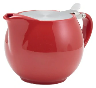 GenWare Porcelain Red Teapot with St/St Lid & Infuser 50cl/17.6oz