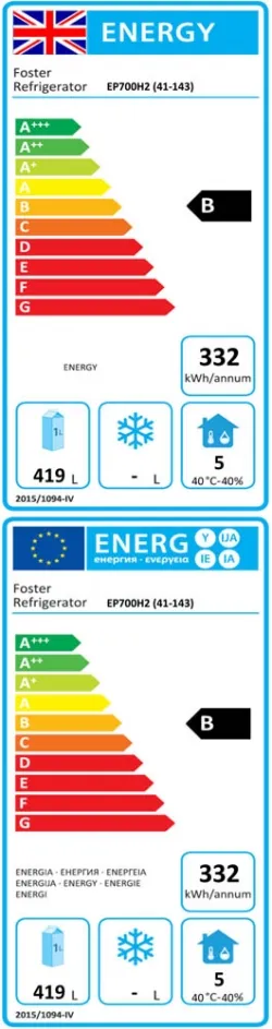 Foster EP700H2/41-143 EcoPro G3 Upright Half Door Refrigerated Cabinet, 600 Litres