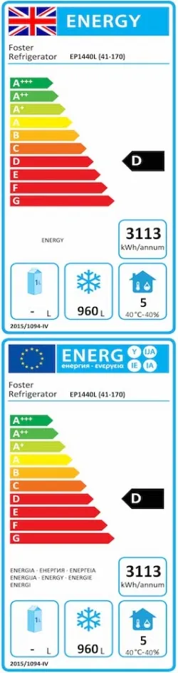 Foster EP1440L/41-170 EcoPro G3 Upright Freezer Cabinet, 1350 Litres