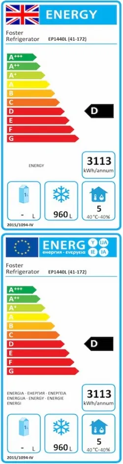 Foster EP1440L/41-172 EcoPro G3 Upright Freezer Cabinet, 1350 Litres