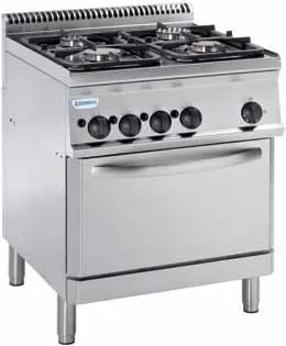 Tecnoinox PF70V7 Medium Duty 4 Burner Range With Electric Fan Oven