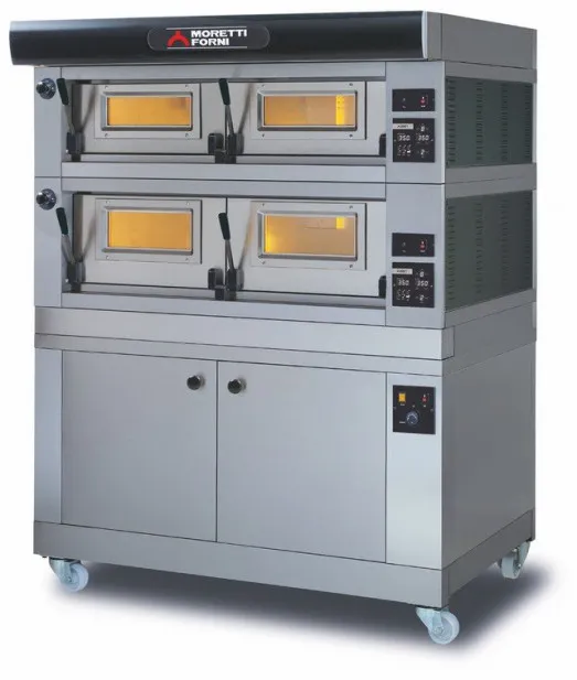 Moretti Forni P120E/A-180+180 - 8" Crown Twin Deck Electric Bakery Oven + Proofer And Canopy