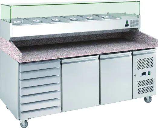 Chefsrange PP3D+ - 2 Door + 1 Bank Of Drawers Pizza Prep Counter