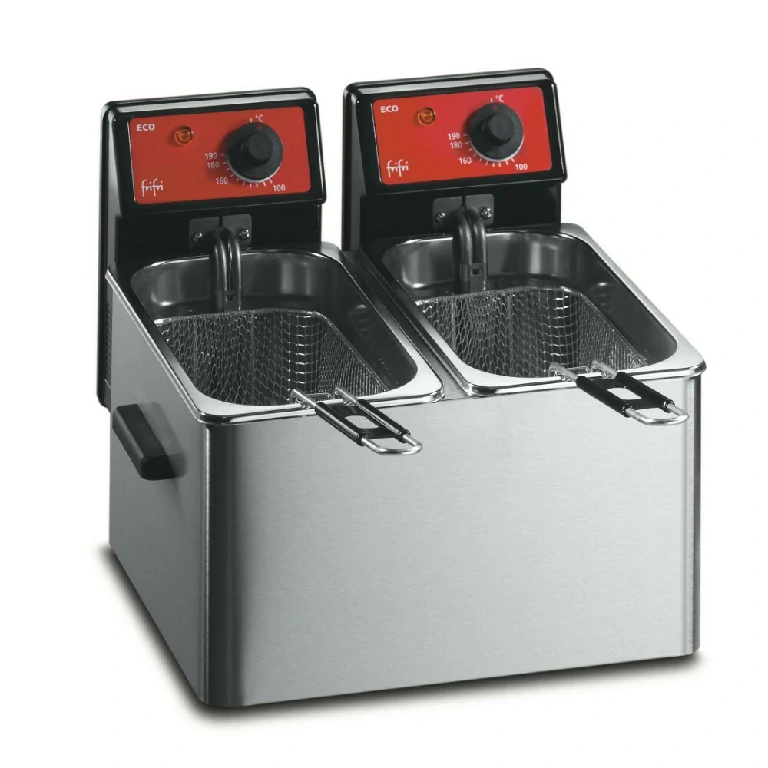 FriFri Eco 4 + 4 Electric Counter-top Twin Tank Fryer - 2 Baskets - W 384 mm - 2 x 2.3 kW