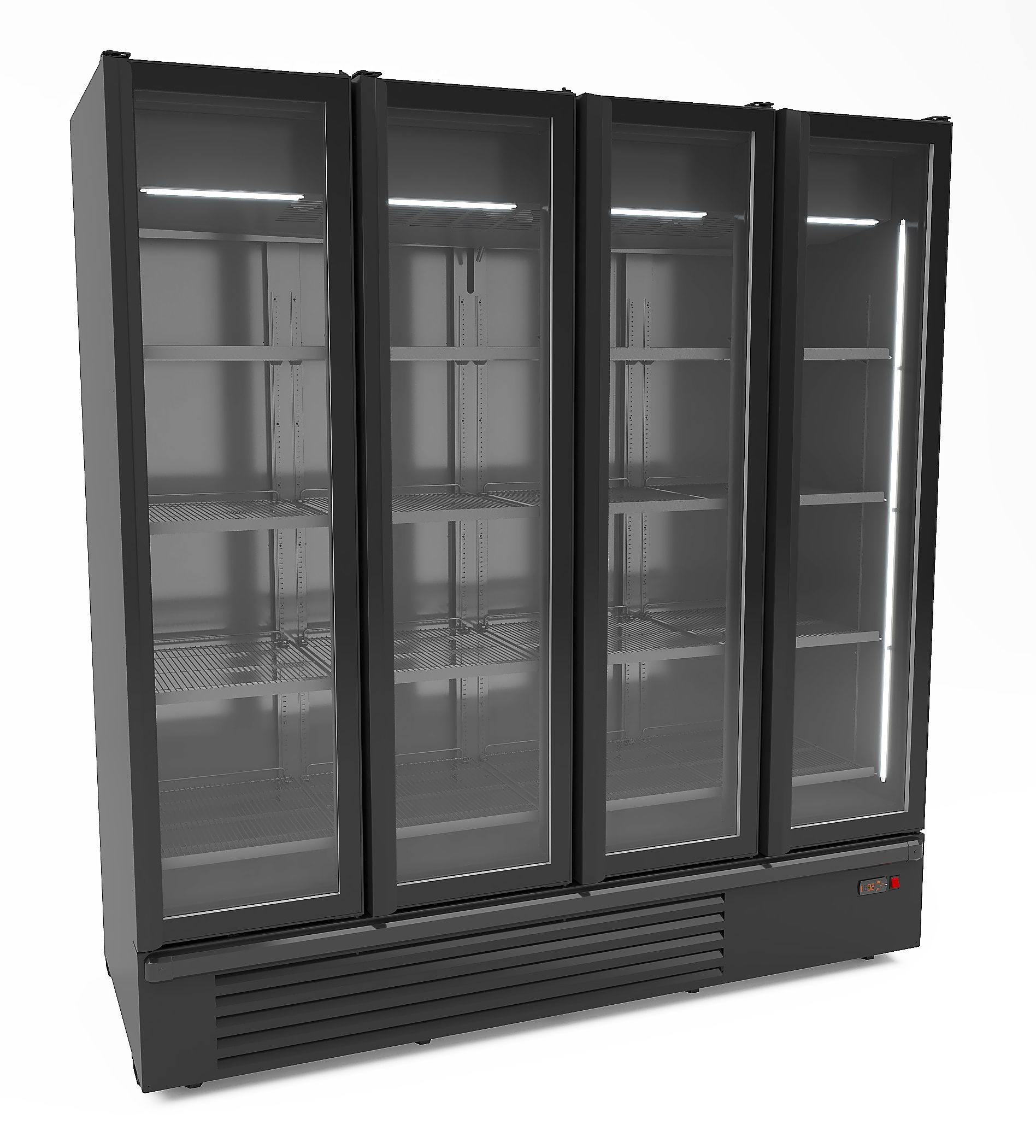 CombiSteel Refrigertor 4 Glass Doors Black 1850L