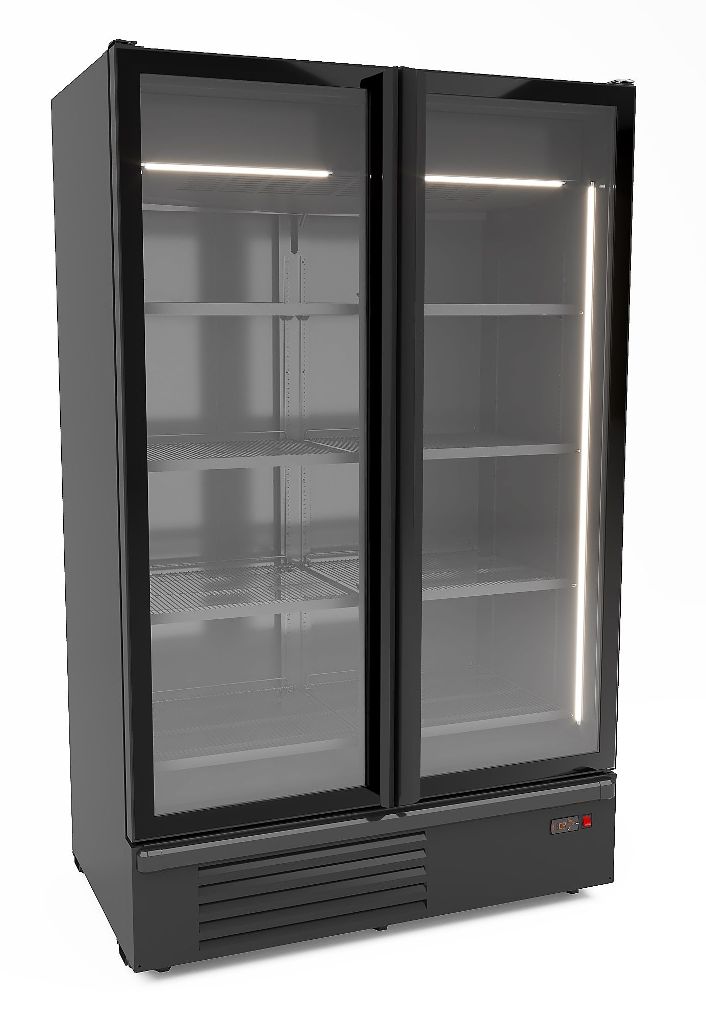 CombiSteel 2 Glass Door Freezer Black 1230L