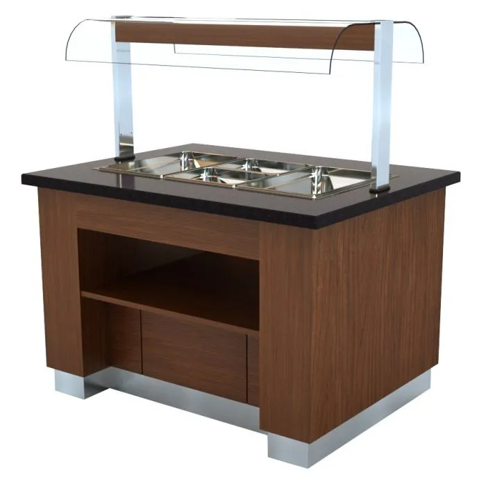 CombiSteel Hot Buffet Wenge 1300 with 3x1/1 Chafing Dish