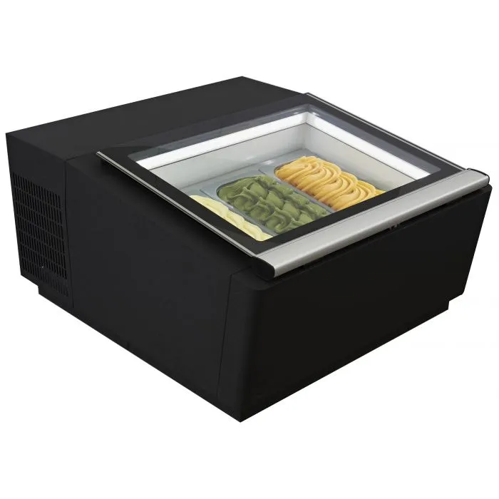 CombiSteel Ice Cream Display Operating Side Opens CounterTop BLACK