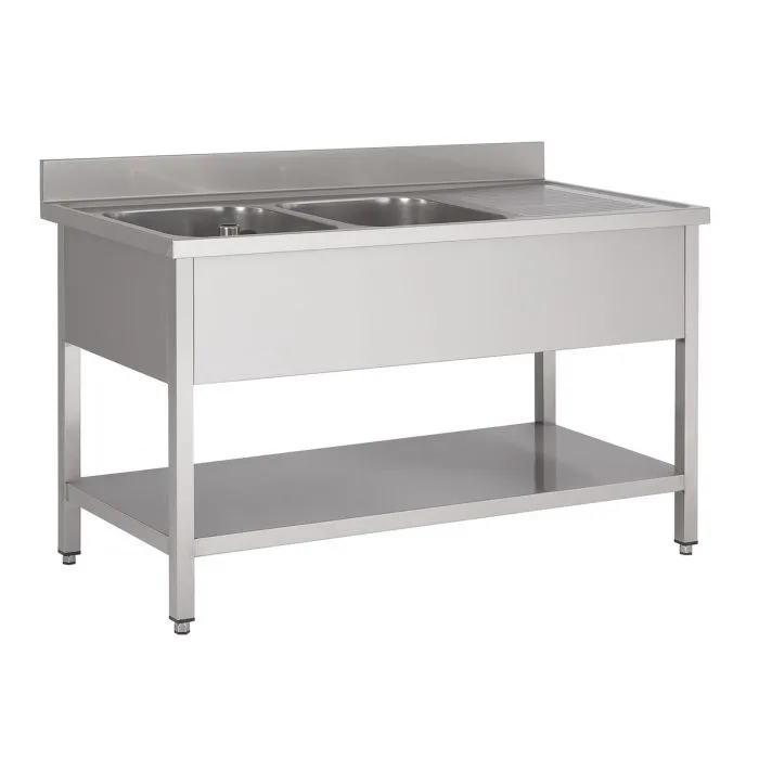 CombiSteel 700 Middle Shelf 2 Stainless Steel Sink Unit Side 1600
