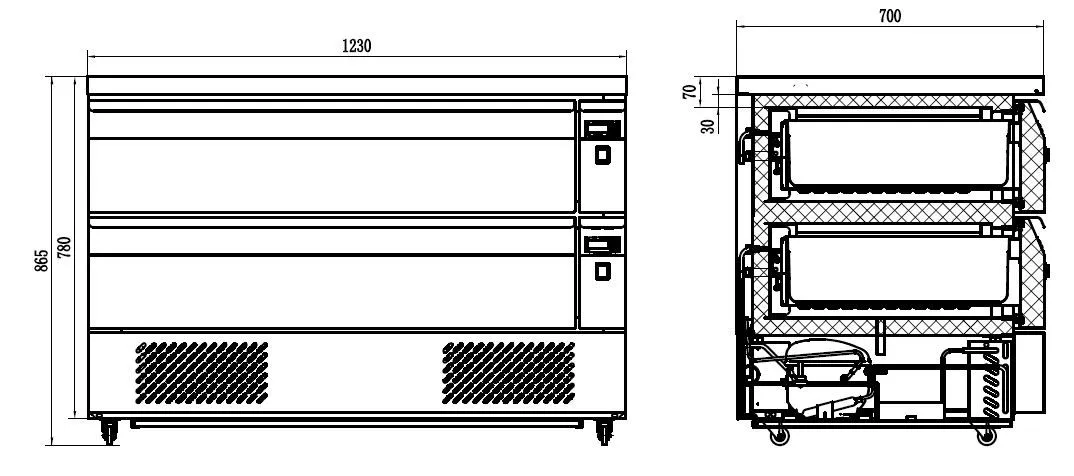 CombiSteel Refrigerated/Freezer Counter 2 Drawers 6X 1/1GN