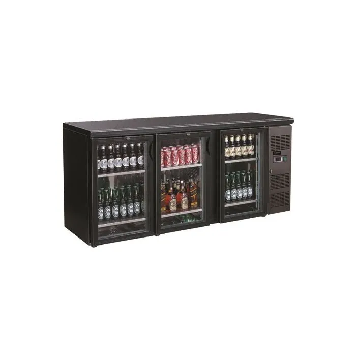 CombiSteel Backbar Cooler Black 3 Glass Doors Side Motor