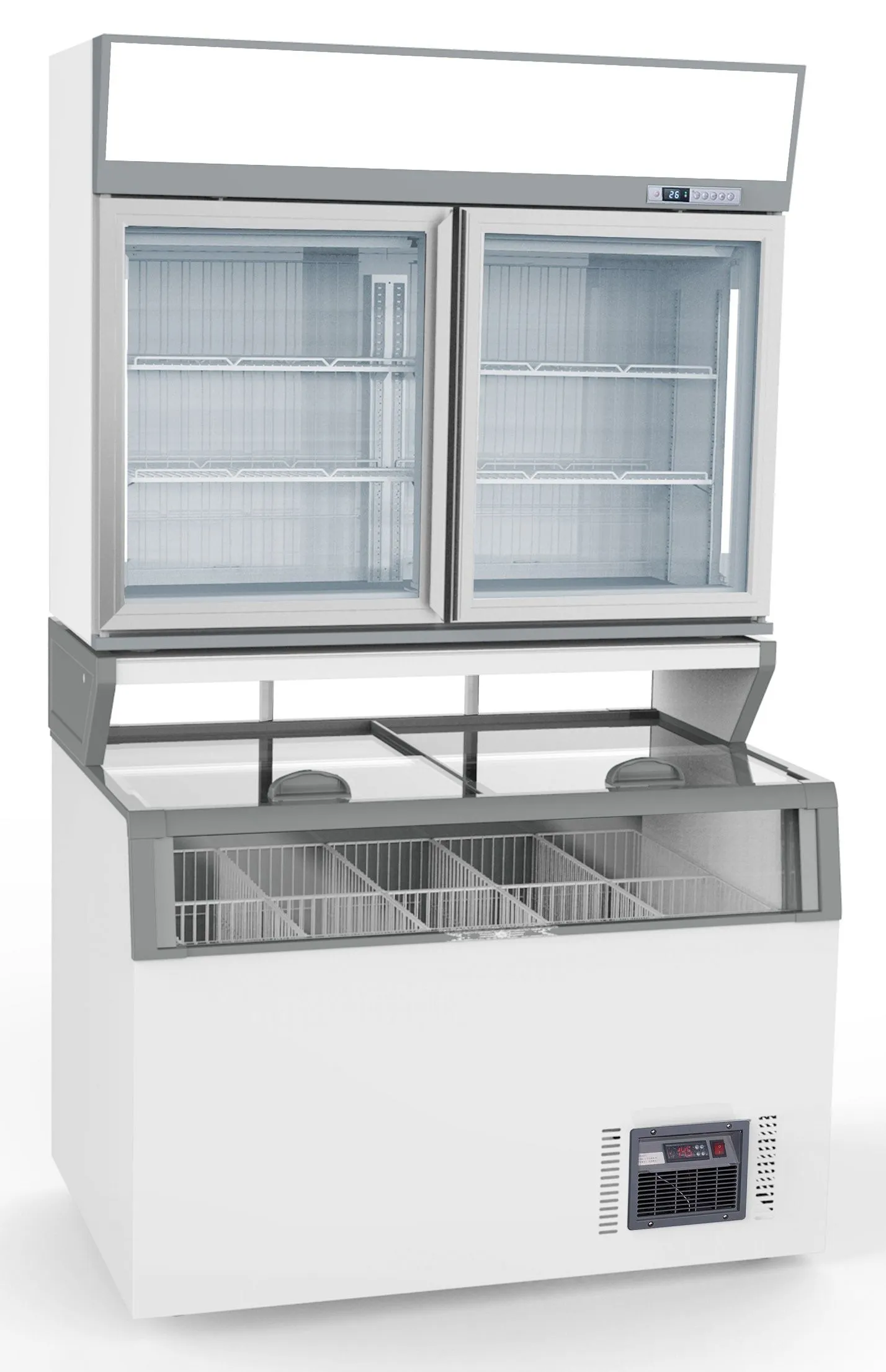 CombiSteel Wall Mounted Freezer Unit White 2 Glass Door