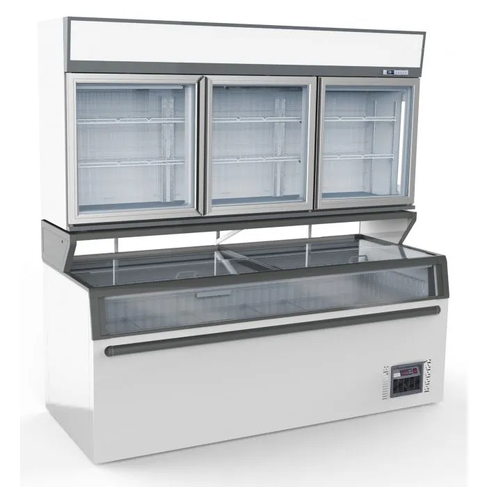 CombiSteel Wall Mounted Freezer Unit White 3 Glass Door