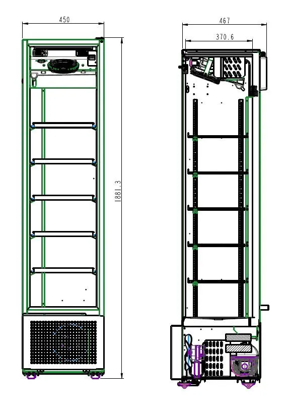 CombiSteel Single Glass Door Display Refrigerator Black 221Litre