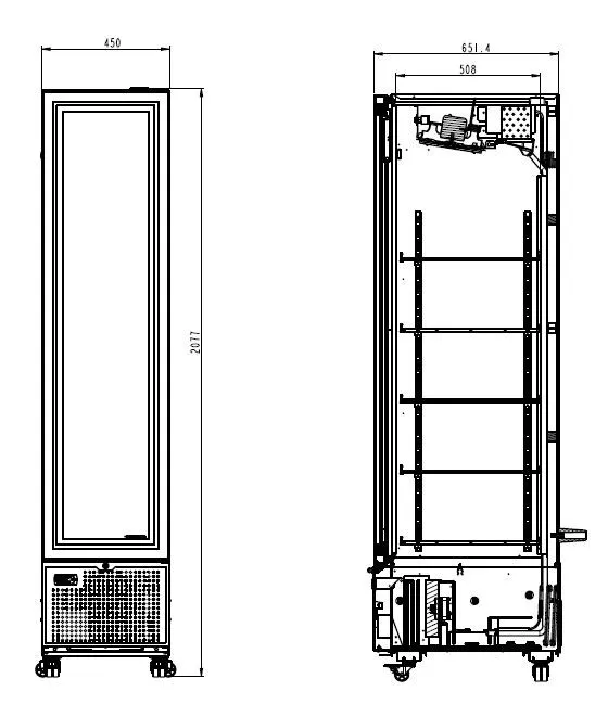 CombiSteel Single Glass Door Display Refrigerator Black 348Litre