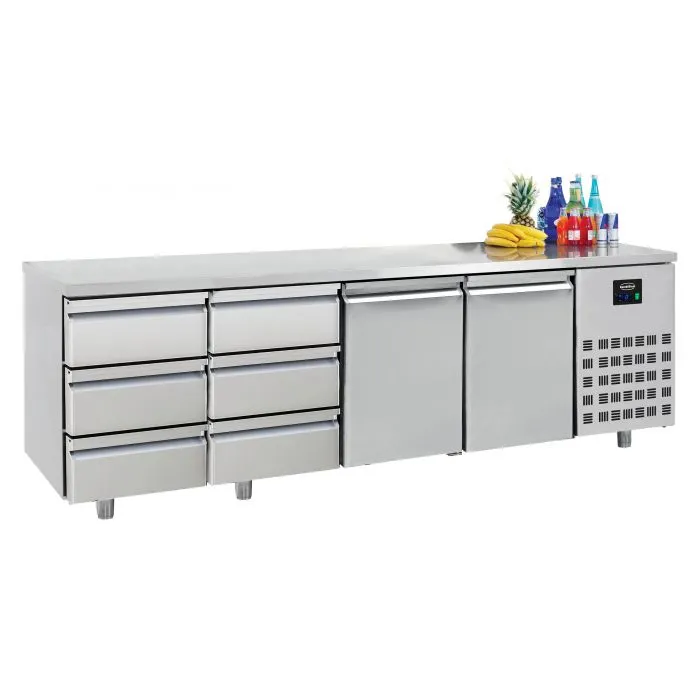 CombiSteel Counter 700 Refrigerator 2 Doors and 6 Drawers