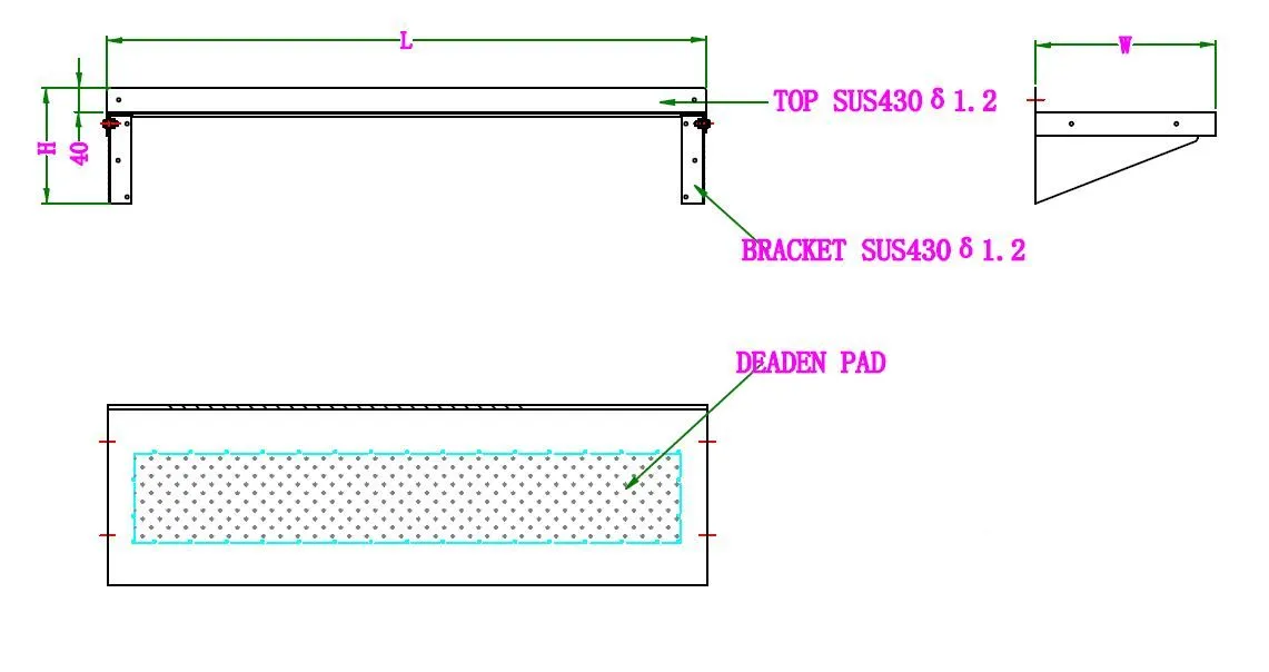 CombiSteel 400 Stainless Steel Wall Shelves Incl. Bracket Plates