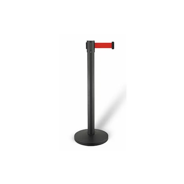 CombiSteel Retractable Belt Stanchion Stainless Steel Black Set/2