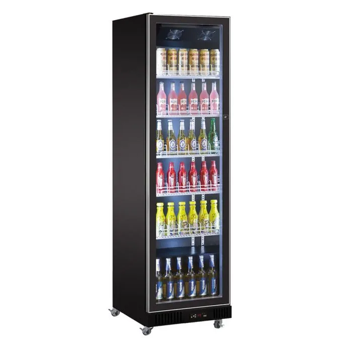 CombiSteel Single Glass Door Display Fridge Black 387L