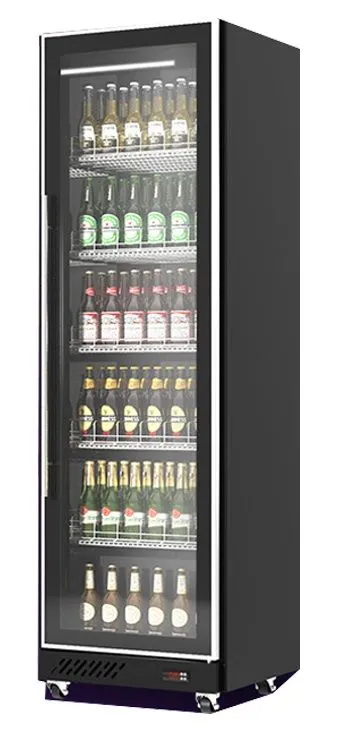 CombiSteel Single Glass Door Display Refrigerator Black 387Litre