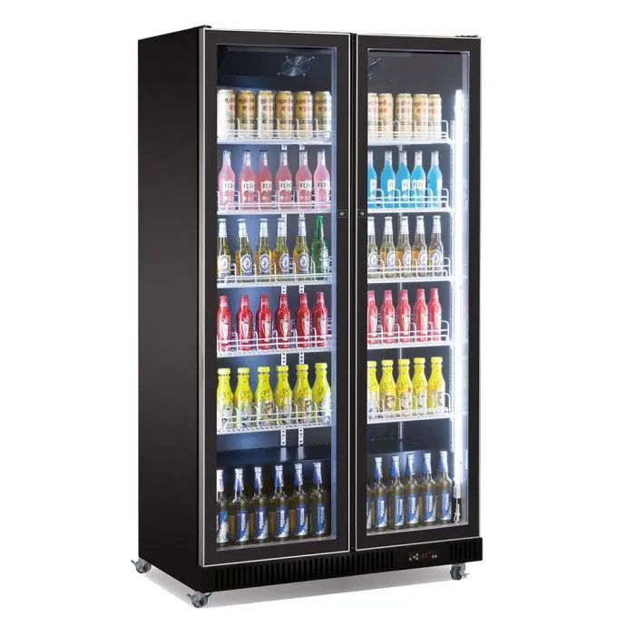 CombiSteel Double Glass Door Display Fridge Black 758L