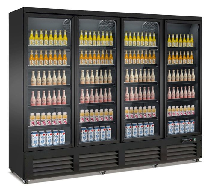 CombiSteel 4 Glass Doors Refrigerator Black CEB-2000R BL