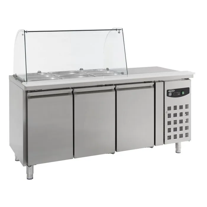 CombiSteel Saladette 3 Door with Glass Cover 465 Litre