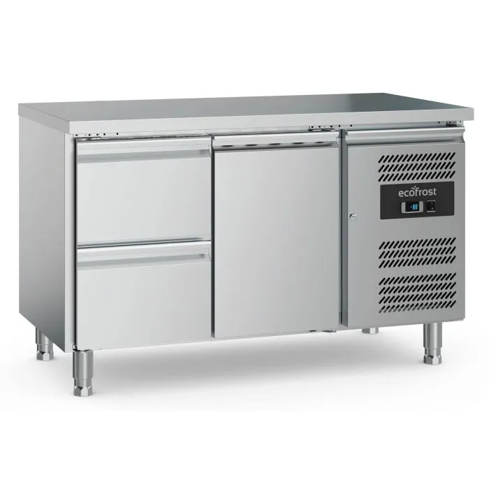Ecofrost 700 Refrigerated Counter 1 Door And 2 Drawers With Adjustable Feet