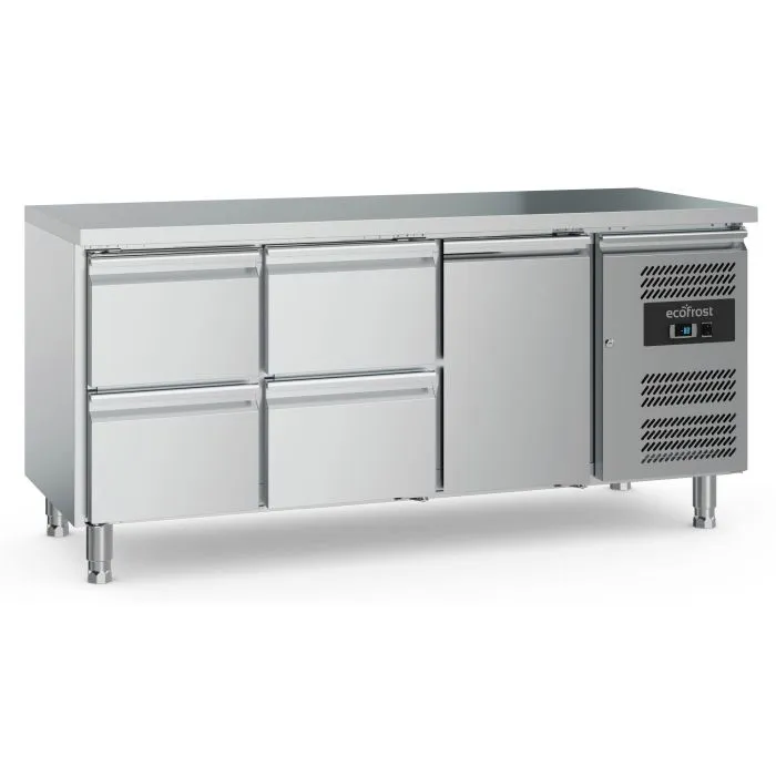 Ecofrost 700 Refrigerated Counter 1 Door And 4 Drawers With Adjustable Feet