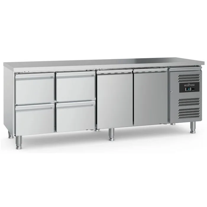 Ecofrost 700 Refrigerated Counter 2 Doors And 4 Drawers With Adjustable Feet