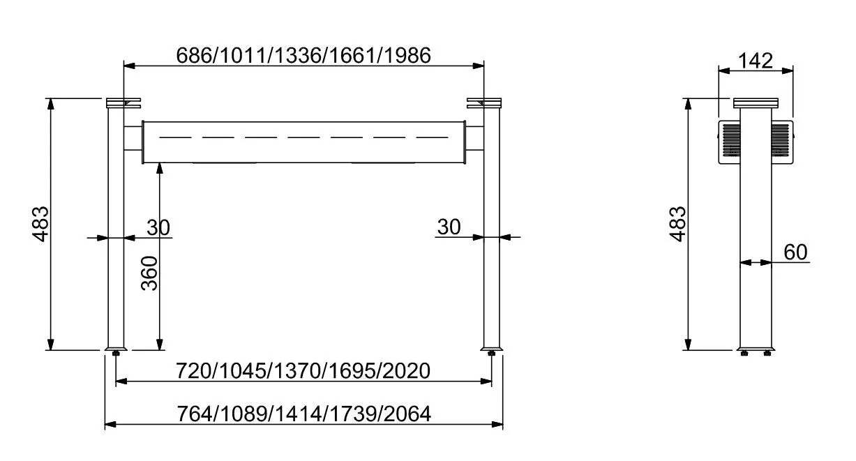 CombiSteel Lighting Bar with Ceramic Heating Range