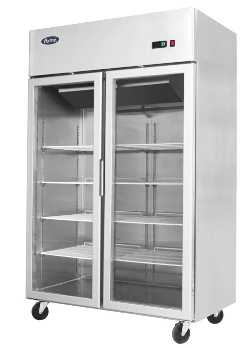 Atosa YCF9402GR Slimline Double Glass Door Upright Fridge 900ltrs