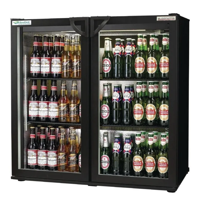 Autonumis RWC10001 EcoChill Maxi Black Sliding Double Door Bottle Cooler 252 Litres