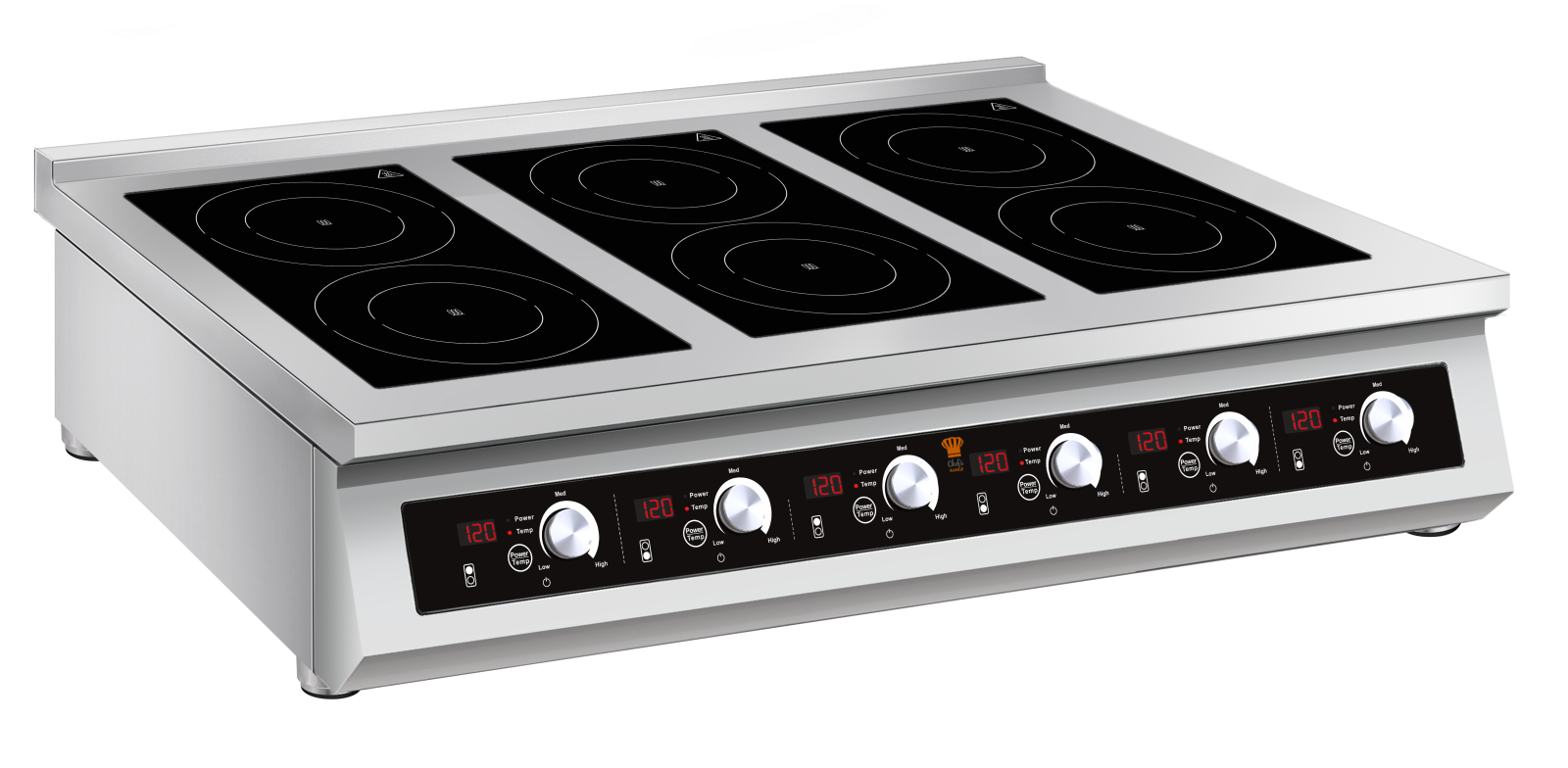 Chefsrange BE70IH6-5 70 Line Counter Top 6 Ring Induction Hob - 6 X 5Kw Power