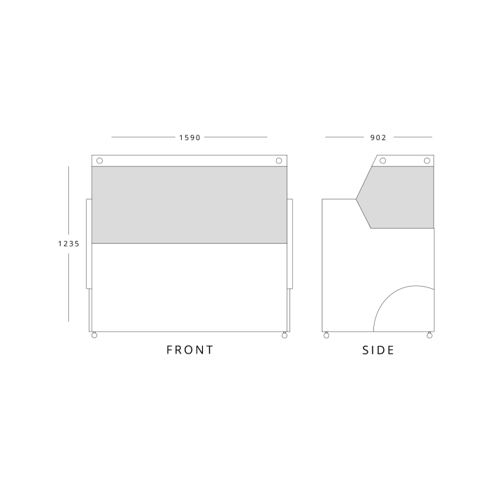 BLIZZARD GRADED-00639 BFG150BK Serve Over Counter 1 Door 1590MM WIDE