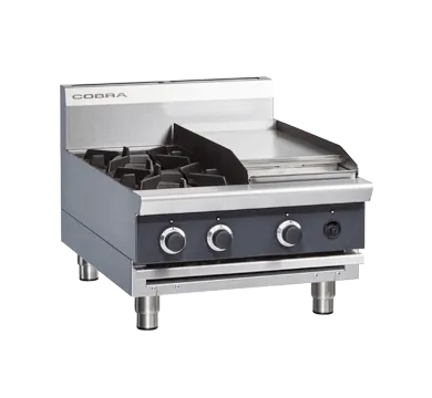 Cobra C6C-B 600mm Two Burner / Griddle Gas Cooktop - Bench Model