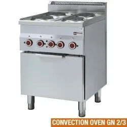 Diamond E60/4PFV6 Four Ring Electric Range with GN 2/3 Convection Oven