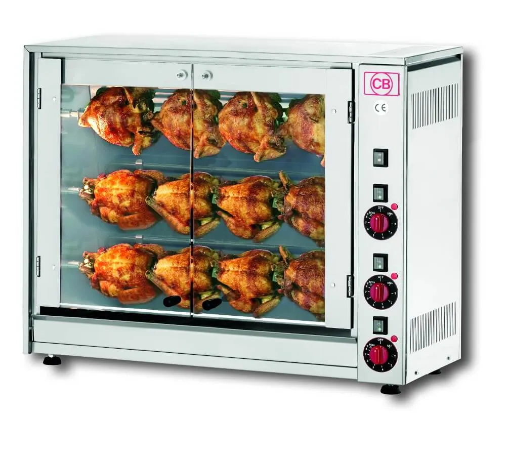 CB E-12P-S3 - 3 spit Electric Chicken rotisserie