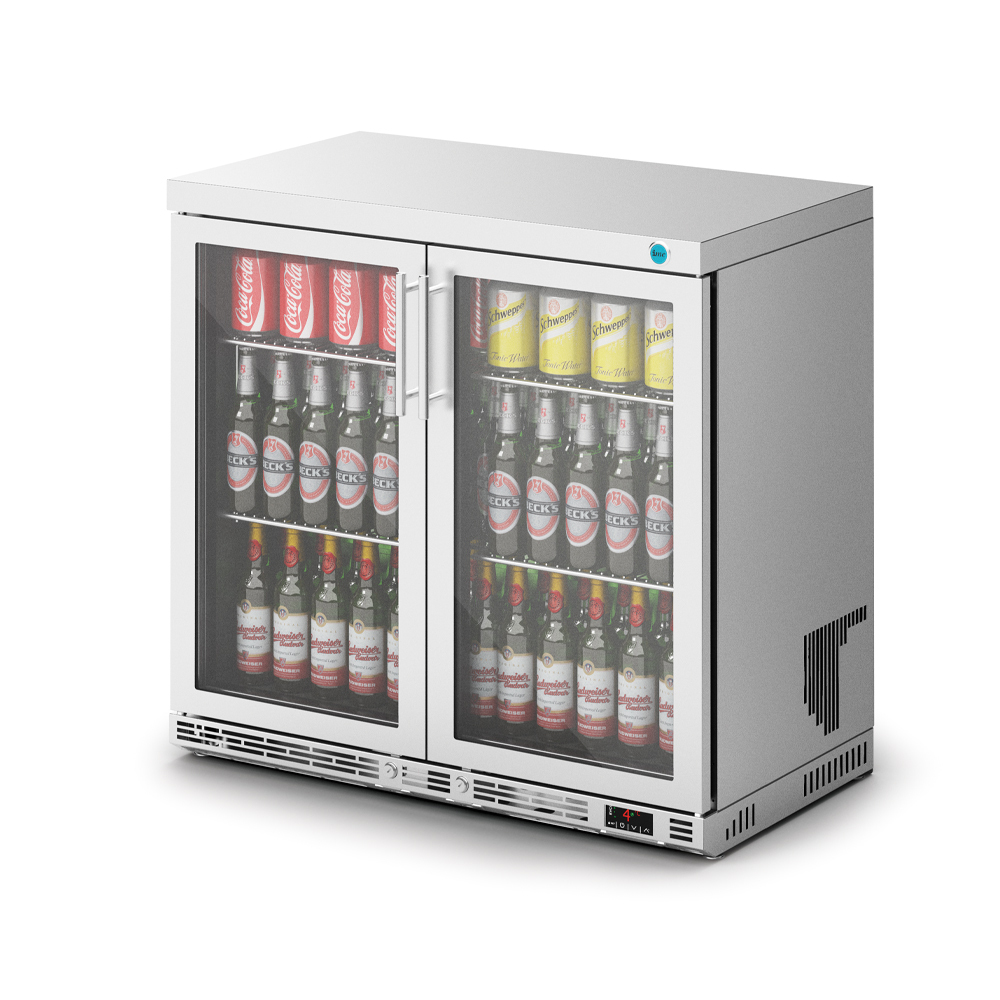 IMC Ventus V90 Double Glass Door Bottle Cooler Stainless Steel