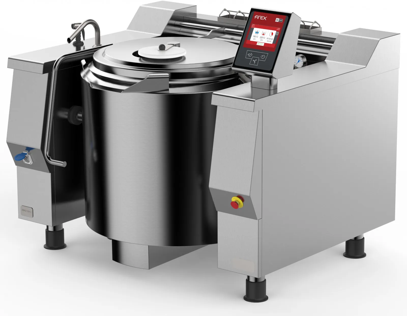 Firex Basket PRIG105M V1 105 Ltr Gas Indirect Heat Tilting Kettles With Stirrer With Touchscreen Programmable Controls