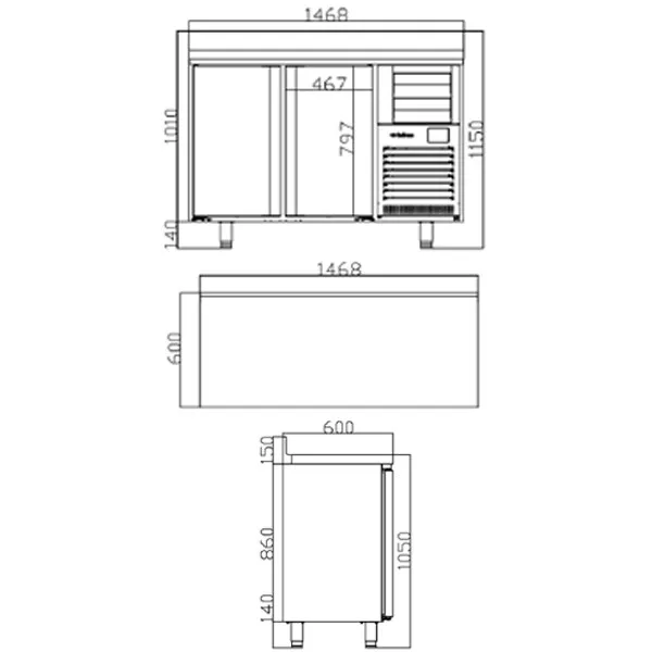 Infrico 2 Door Tall Back Bar Counter With Upstand 325L